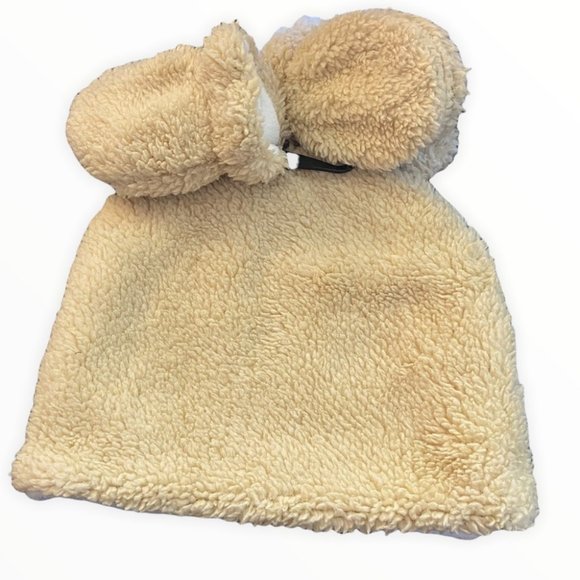 NWT Nordstrom + Tucker Tate Baby Bear Hat and Mittens Set Beige Semolina Furry - Picture 3 of 12